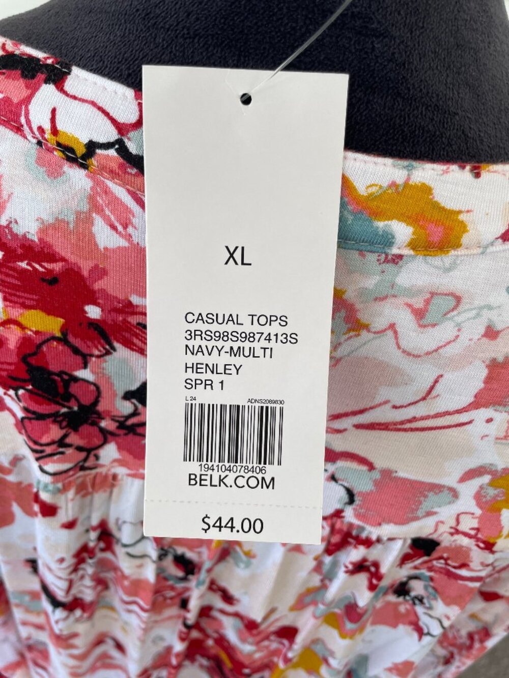 NWT Women's NEW DIRECTIONS 3/4 Sleeve Henley Printed Top XL - Picture 6 of 7